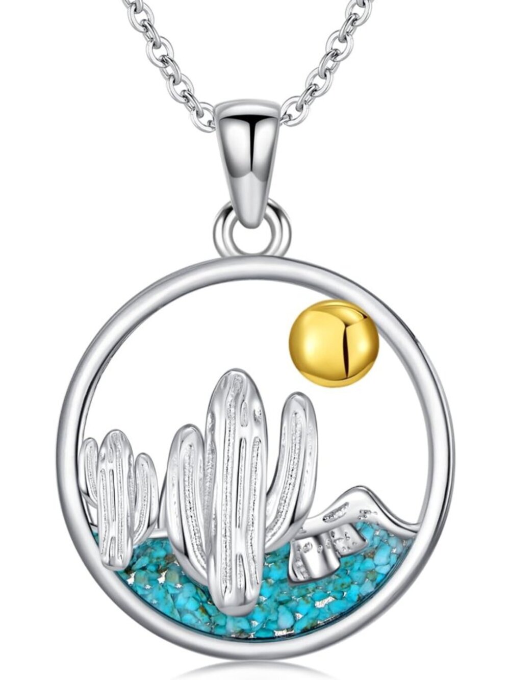 Turquoise Western Pendant Necklace | 925 Sterling Silver Country Jewelry Gift